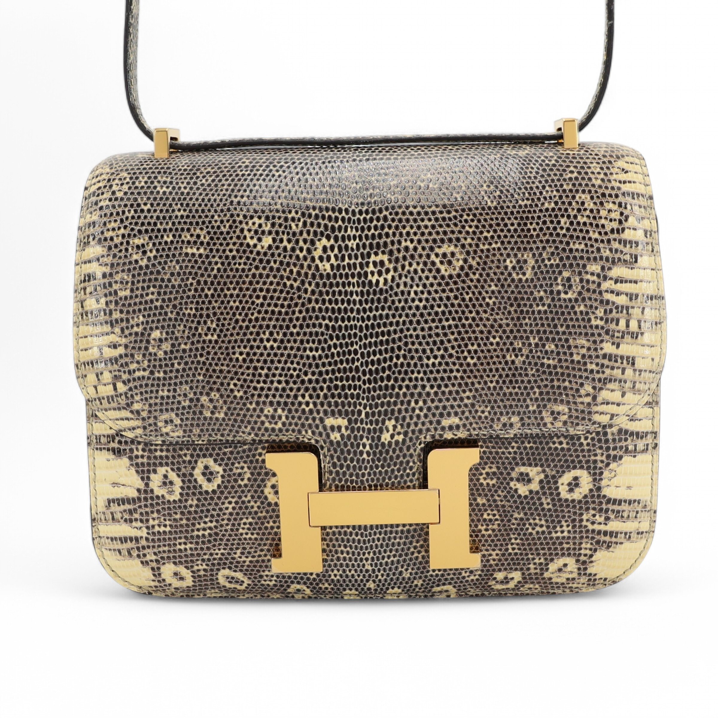 Hermes Very Good ( Rank A) HERMÈS Constance Mini Ombre (1B) Lizard Gold hardware Y (2020)