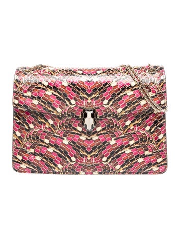 Bvlgari Embossed Leather Shoulder Bag