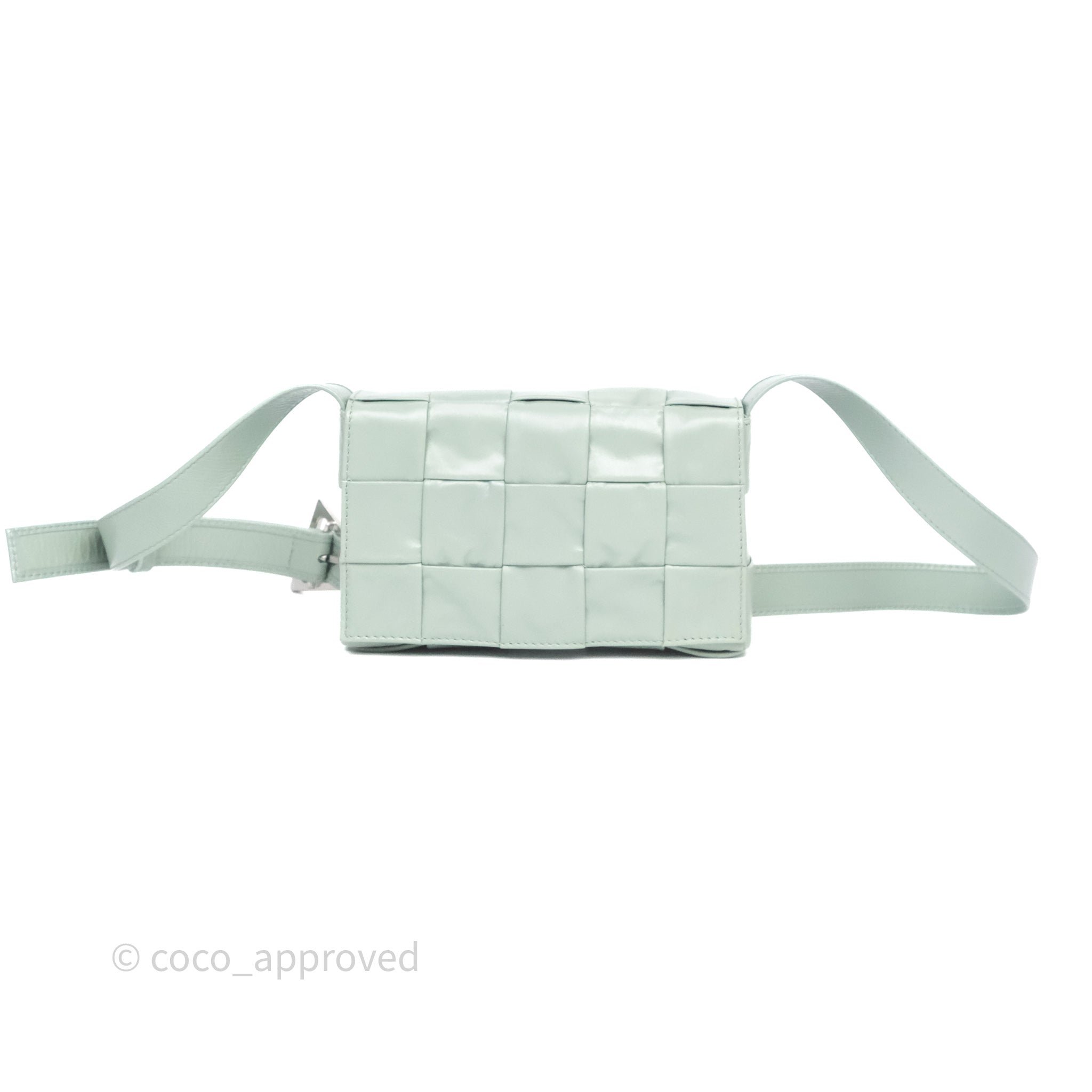 Bottega Veneta Cassette Shoulder Bag Intrecciato Mint Lambskin
