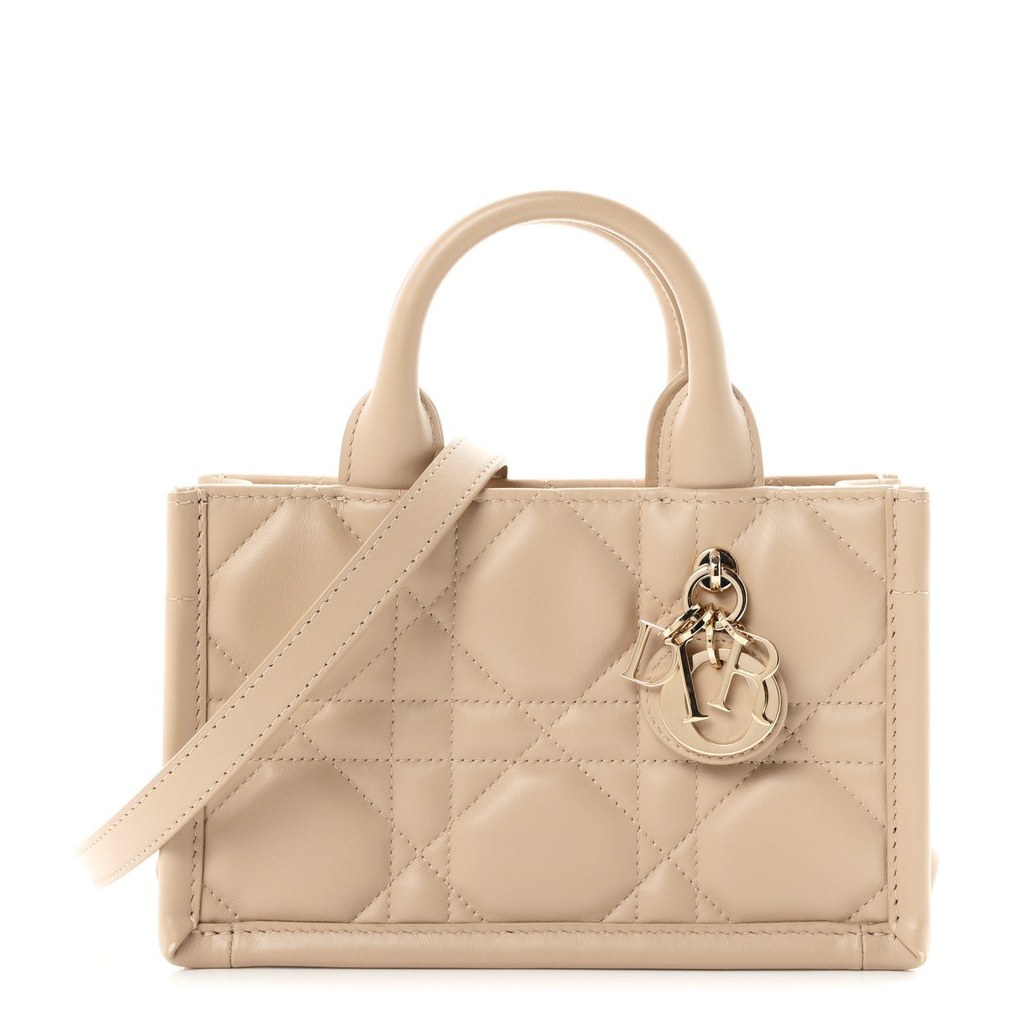 Christian Dior Calfskin Macrocannage Mini Book Tote Powder Beige