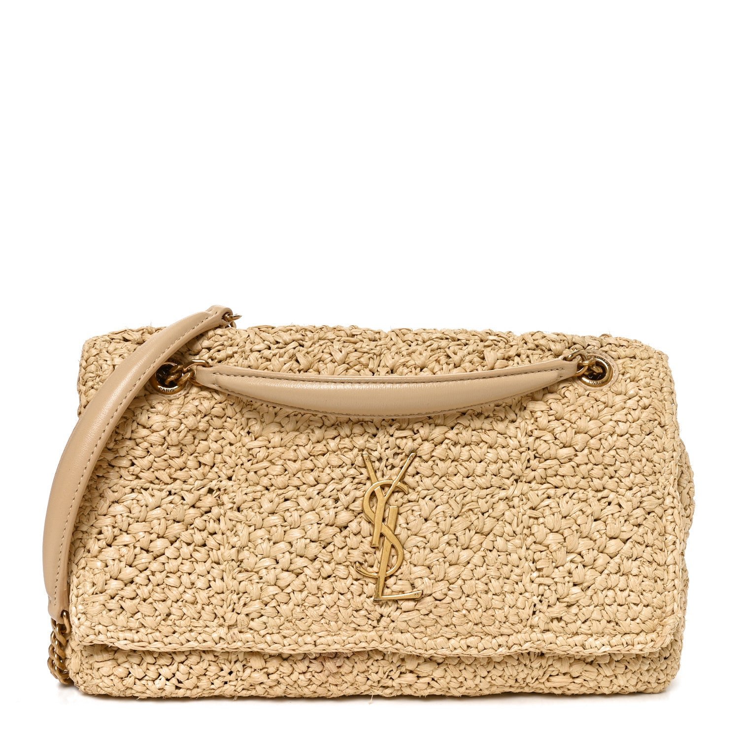 Saint Laurent Raffia Monogram Medium Jamie Natural Avorio