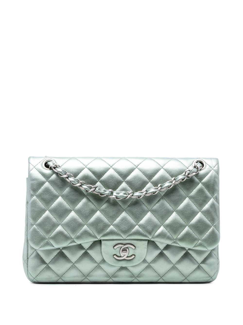 2010-2011 Jumbo Classic Metallic Lambskin Double Flap shoulder bag