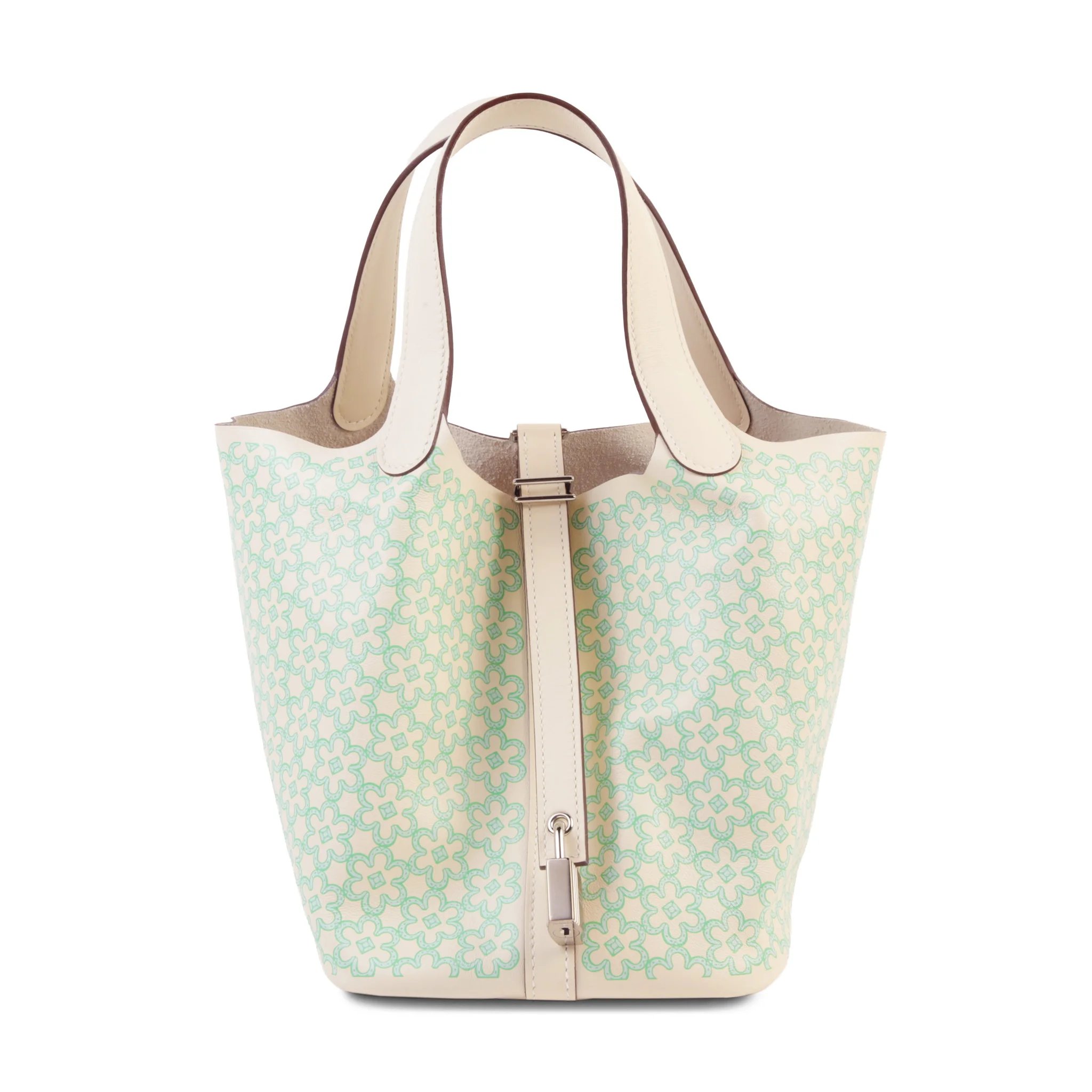 Excellent ( Rank SA ) HERMÈS Picotin Lock PM Lucky Daisy Nata (I2) Swift Palladium hardware U (2022)