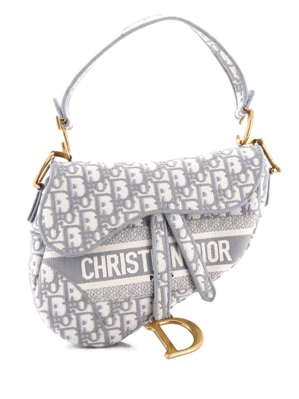 Saddle Handbag Logo Embroidered Oblique Canvas Medium shoulder bag