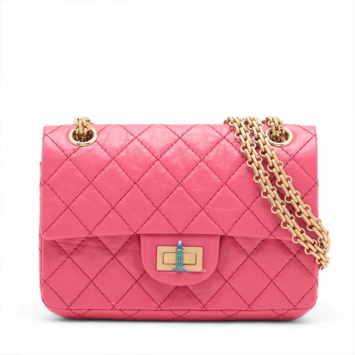 Chanel Matelasse 2.55 Mini Vintage calf Single Flap Double Chain Bag Pink Gold M