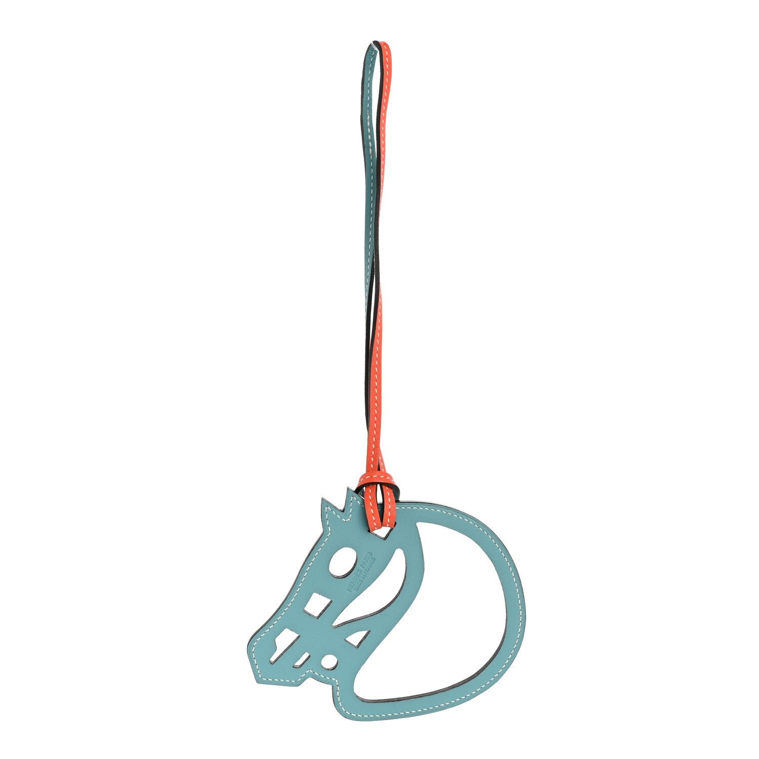 Hermes Swift Paddock Cheval Horse Bag Charm Bleu Atoll Feu