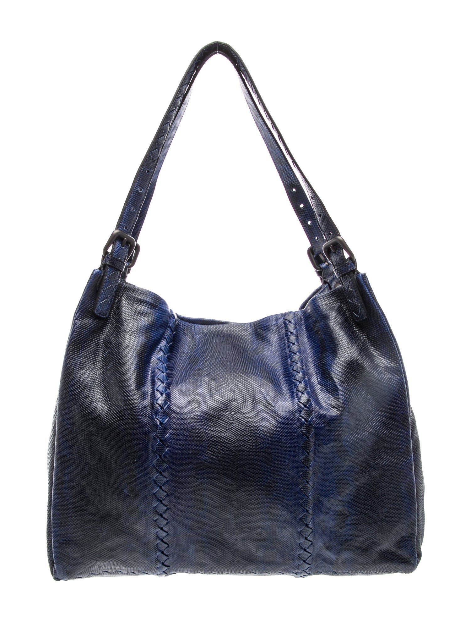 Karung Intrecciato Trimmed Lizard-Embossed Leather Medium