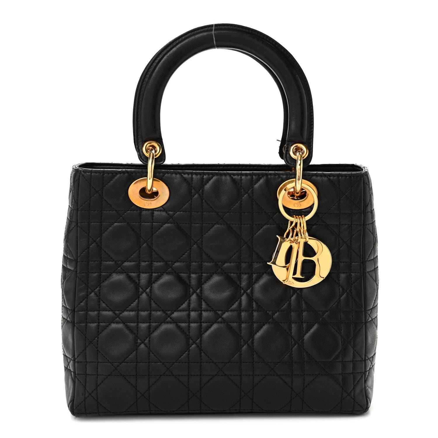 Christian Dior Lambskin Cannage Medium Lady Dior Black