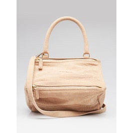 Givenchy Givenchy Beige Crocodile Stamped Suede Small Pandora Bag