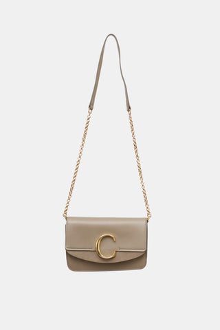 Leather & Suede C Chain Bag