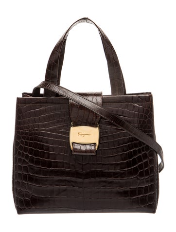 Ferragamo Alligator Top Handle Bag