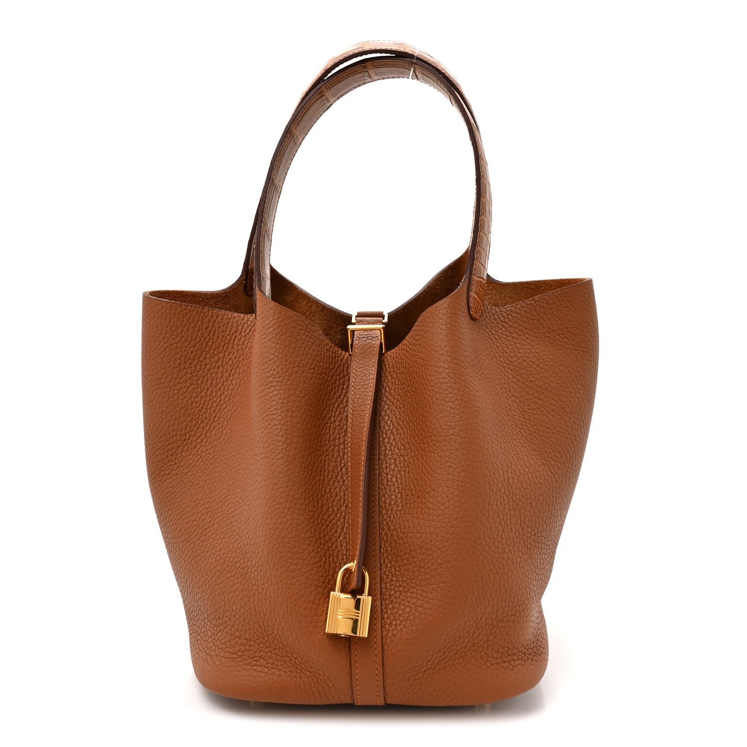 Hermes Taurillon Clemence Matte Alligator Picotin Lock Touch 22 MM Gold
