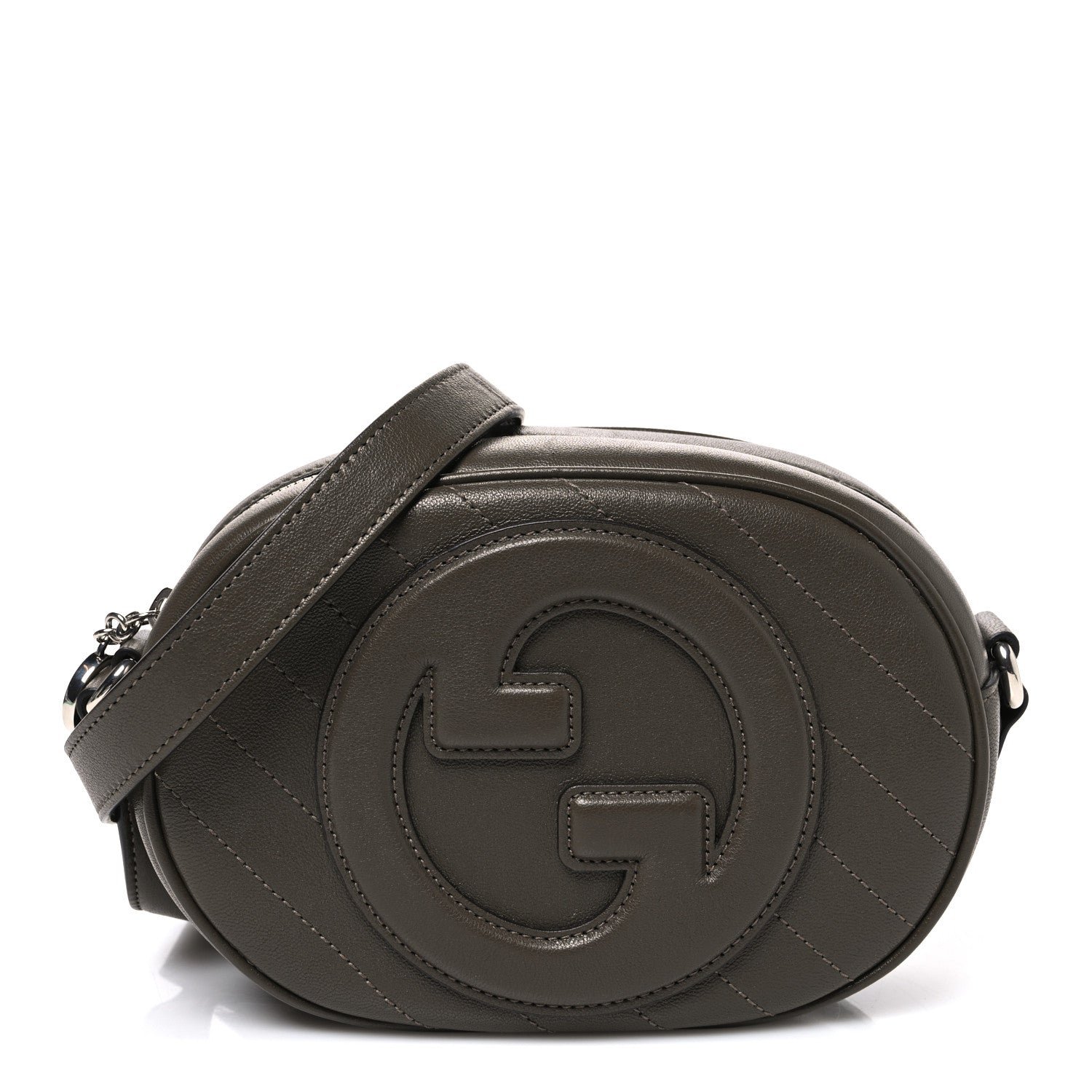 Gucci Sakai Be Green Calfskin Diagonal Stitched Mini Blondie Shoulder Bag Craclet Brown