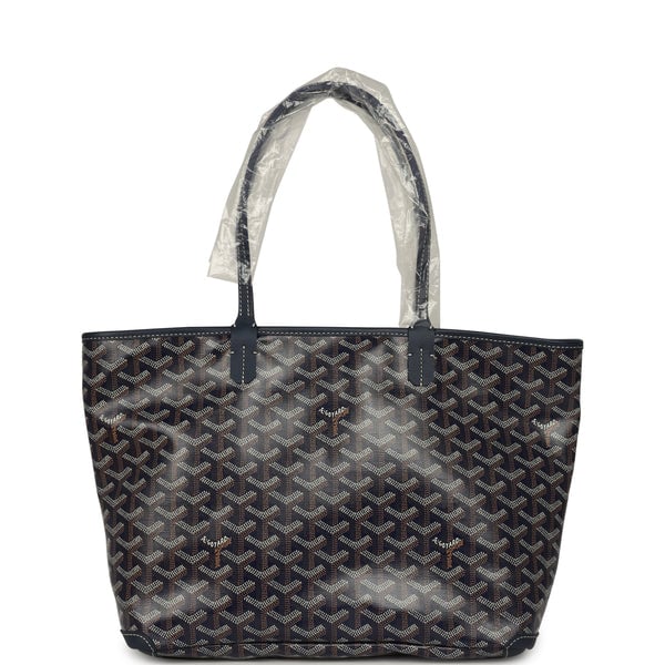Goyard Goyardine Navy Blue Artois PM Tote Palladium Hardware