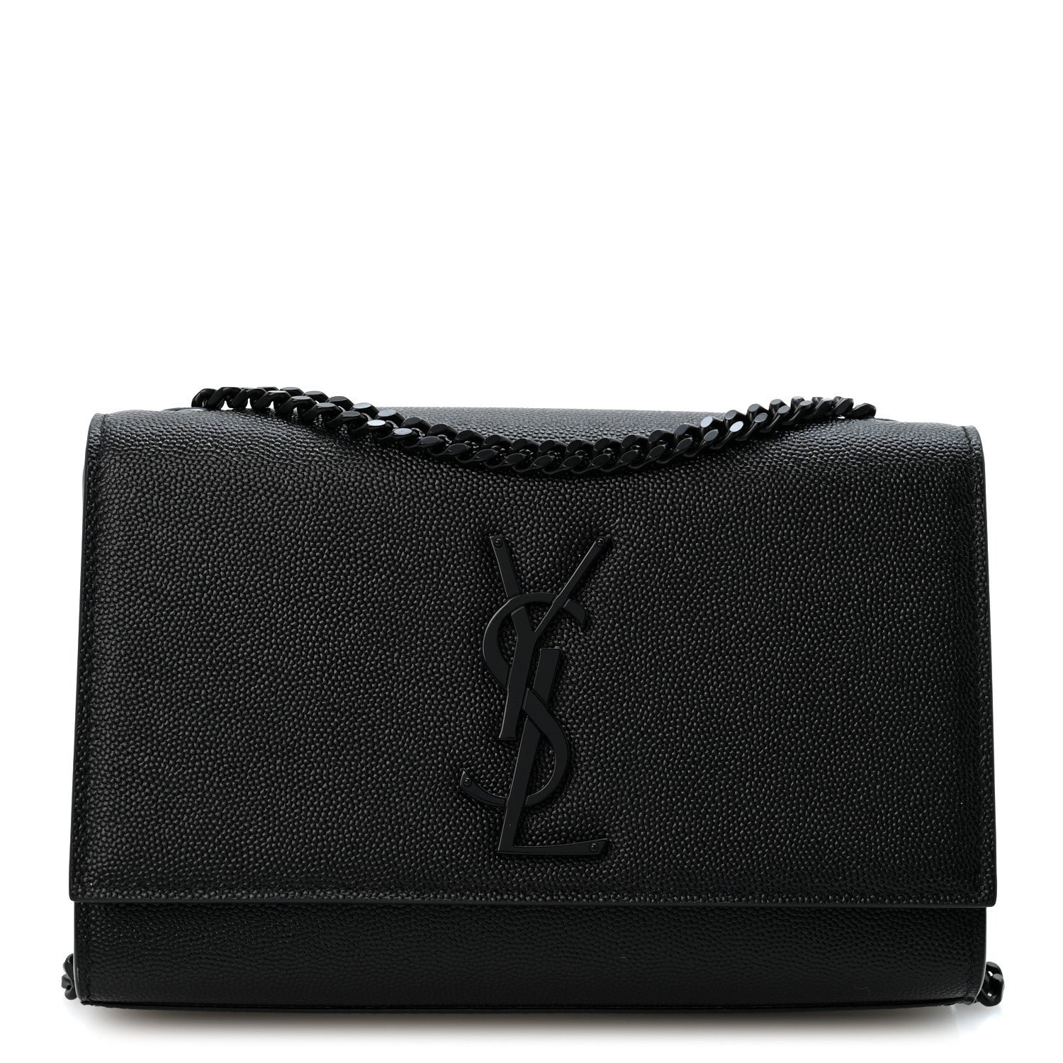 Saint Laurent Grain De Poudre Small Monogram Monochrome Kate Satchel Black