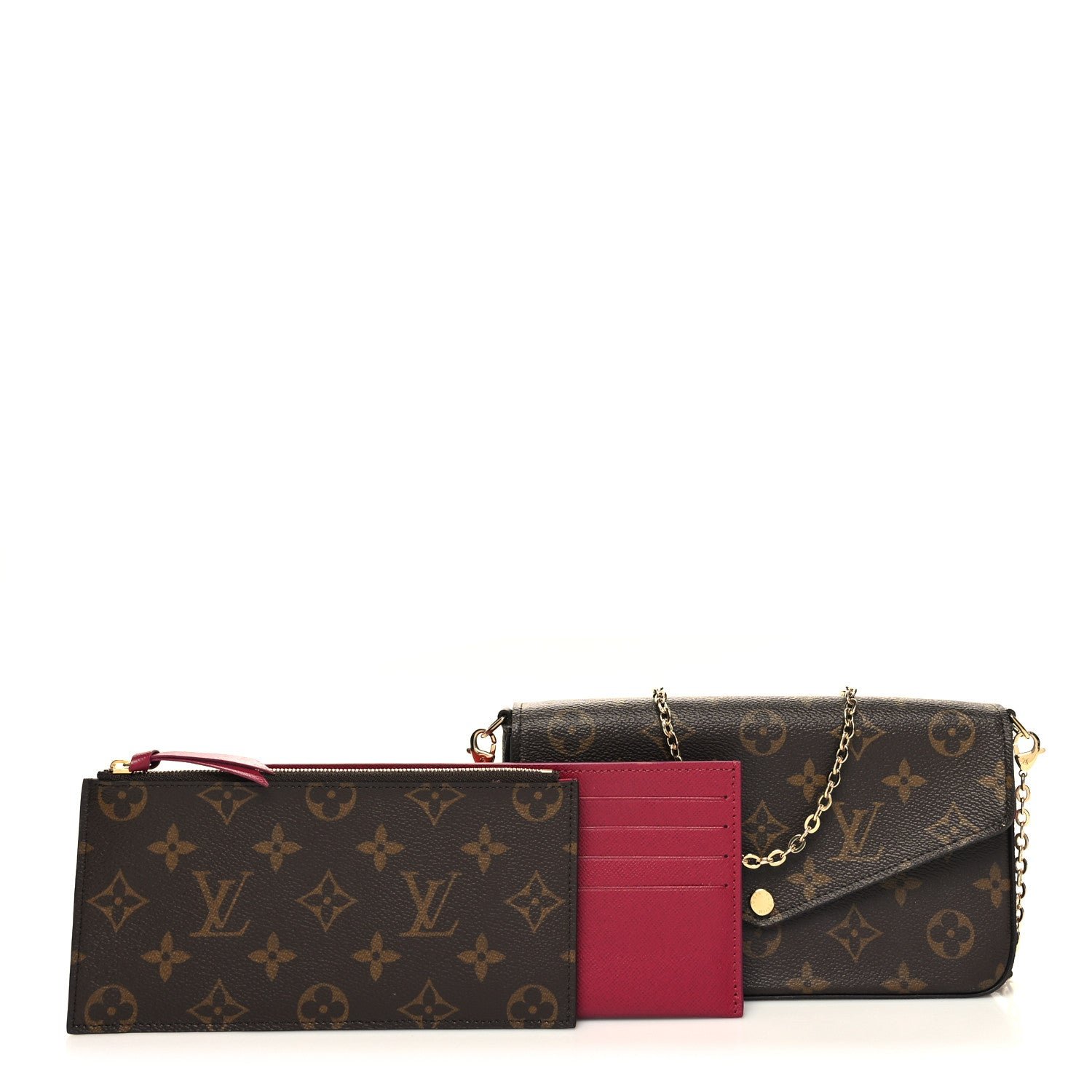 Louis Vuitton Monogram Pochette Felicie Chain Wallet Fuchsia