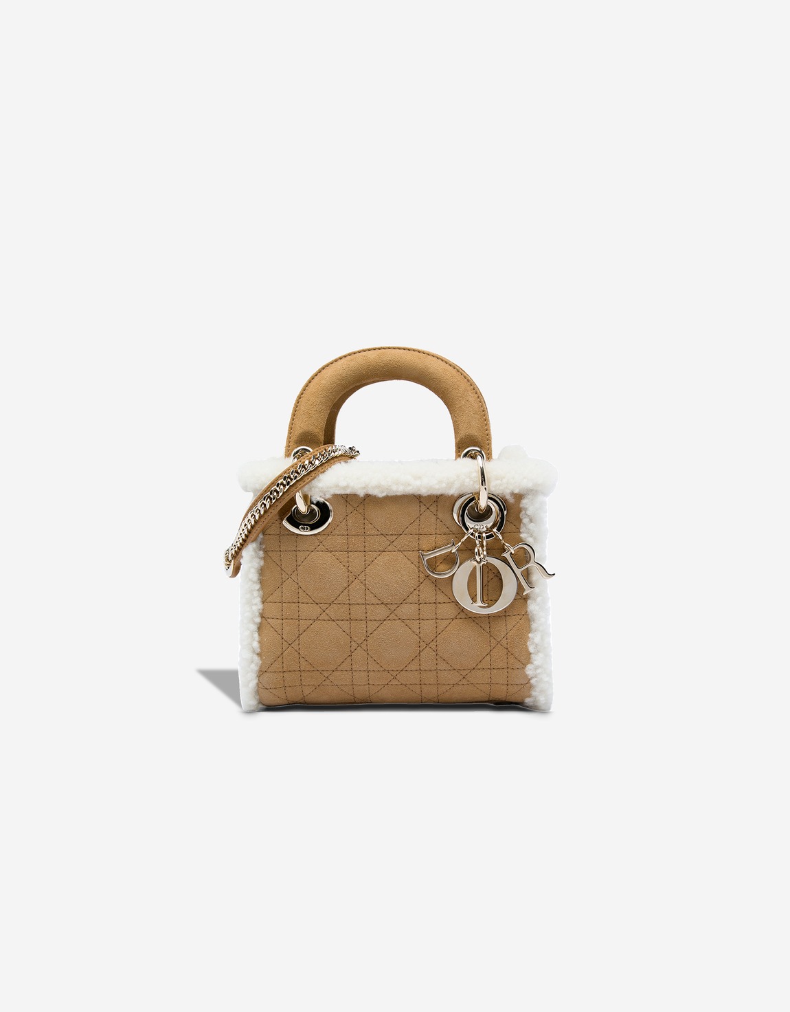 Dior 
		Lady Mini Suede / Shearling Brown / White    