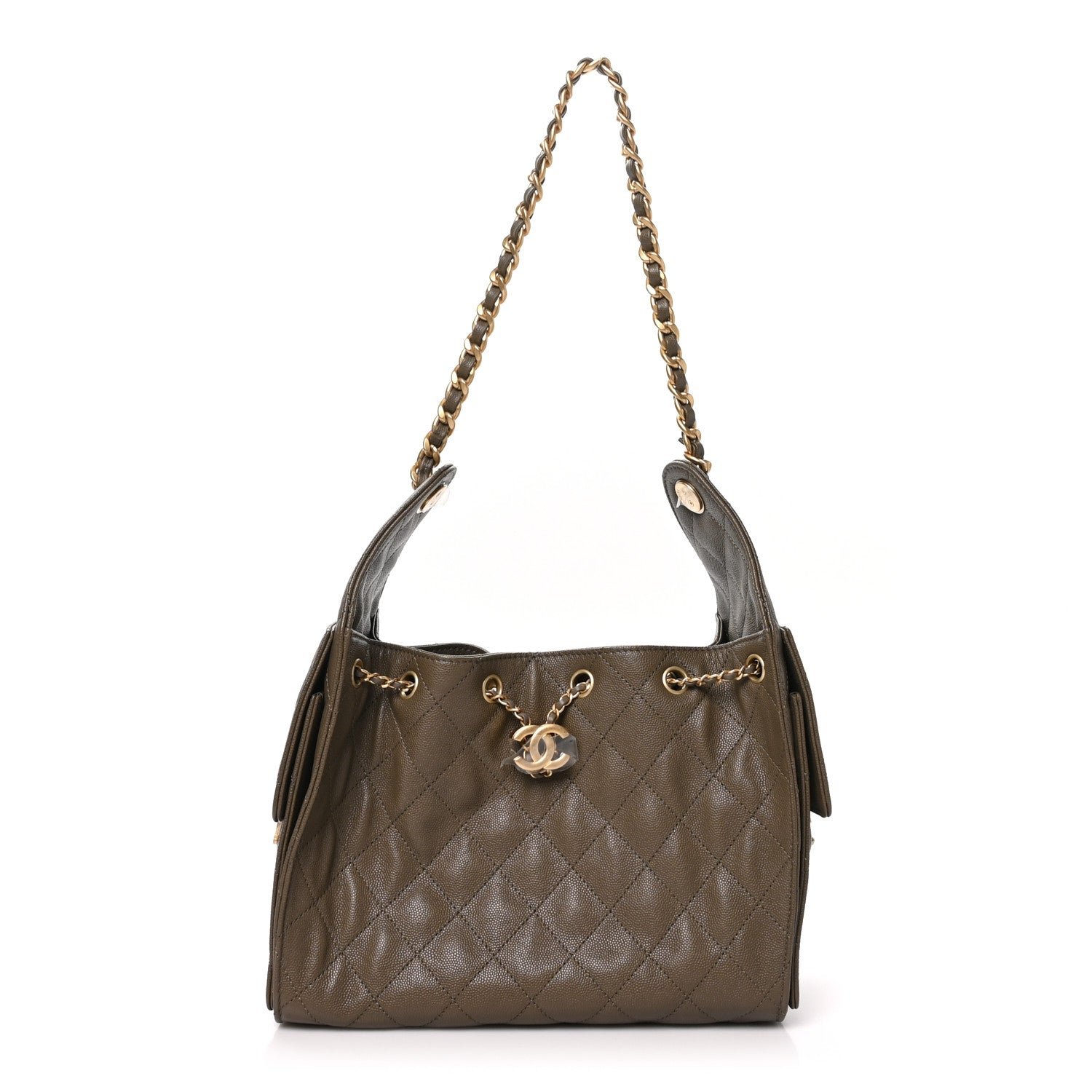 Chanel Caviar Quilted Small Chanel 25 Handbag Dark Khaki