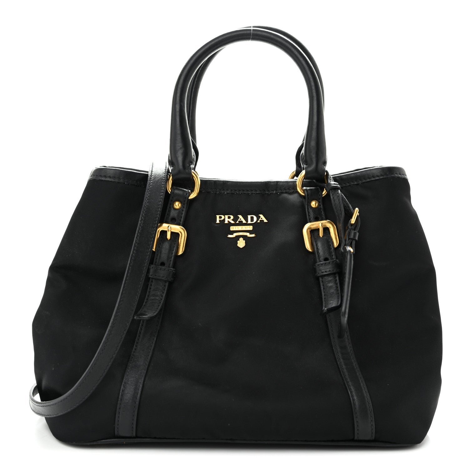 Prada Tessuto Nylon Soft Calf Tote Black