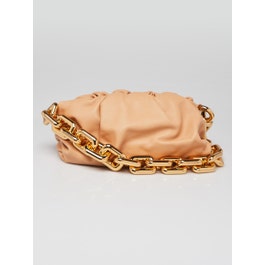 Bottega Veneta Bottega Veneta Beige Leather Teen Chain Pouch Bag