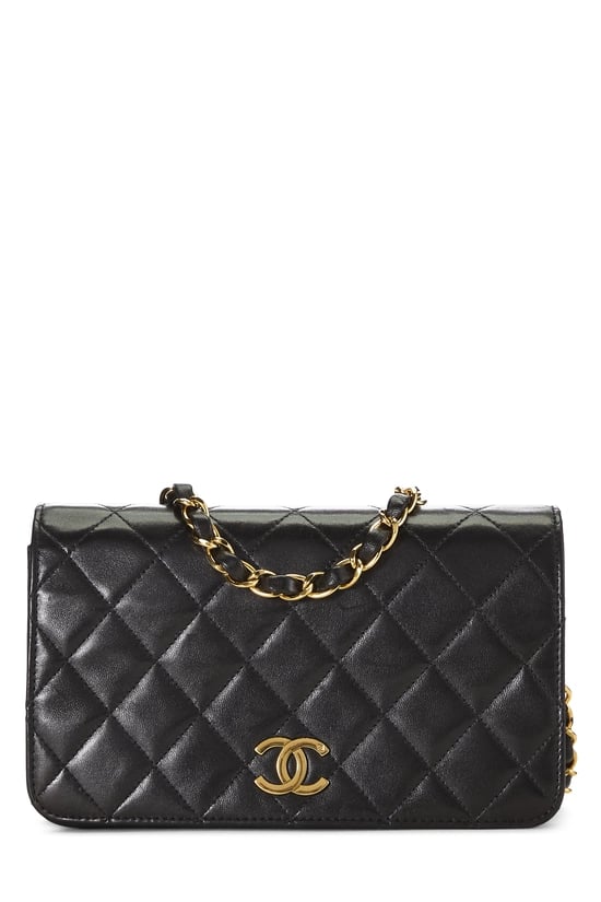 Black Quilted Lambskin Snap Full Flap Mini