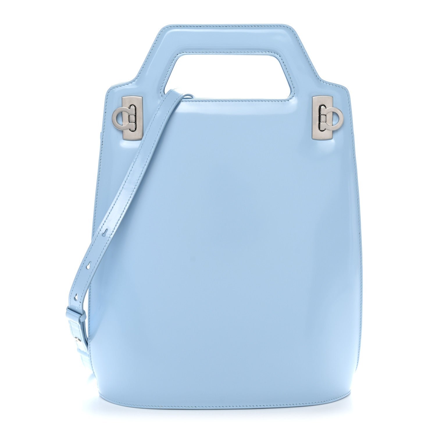 Salvatore Ferragamo Salvatore Ferragamo Brushed Calfskin North South Wanda Top Handle Bag Sky Blue