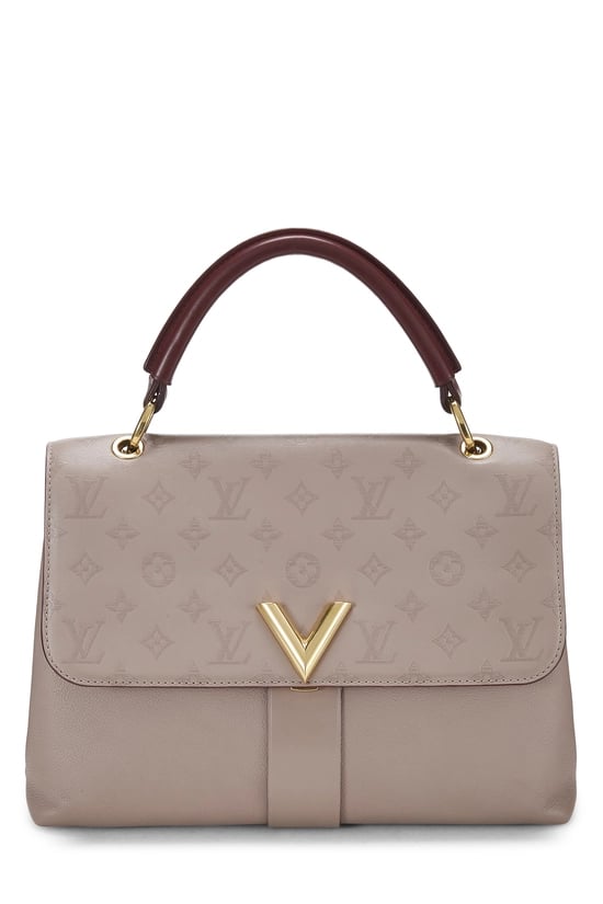 Beige Calfskin Leather Very Top Handle Bag