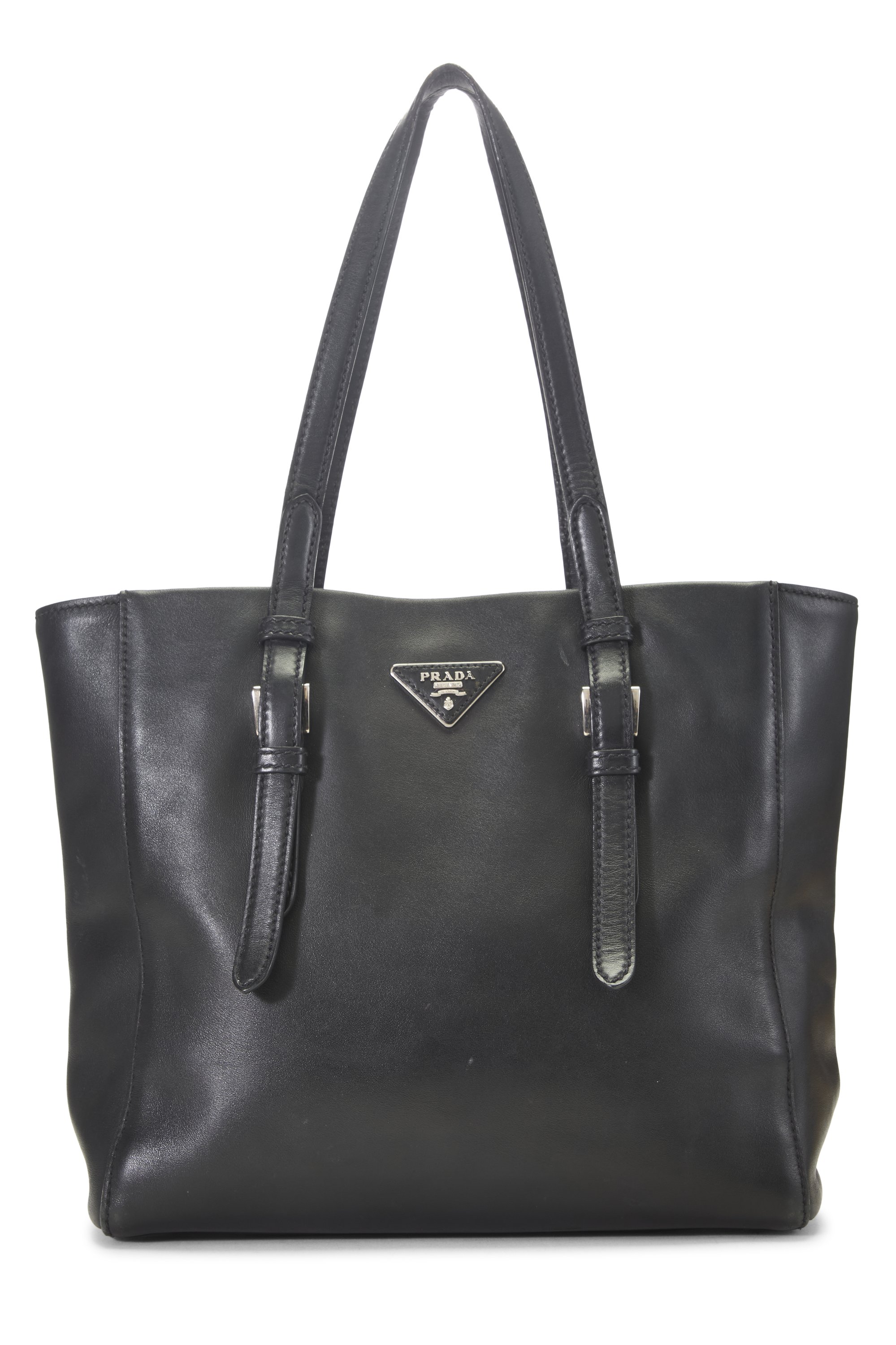 Black Calfskin Leather Buckle Tote