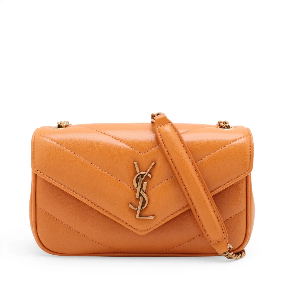 Saint Laurent Paris Lulu TOY 821749 Leather Chain Shoulder Bag Orange