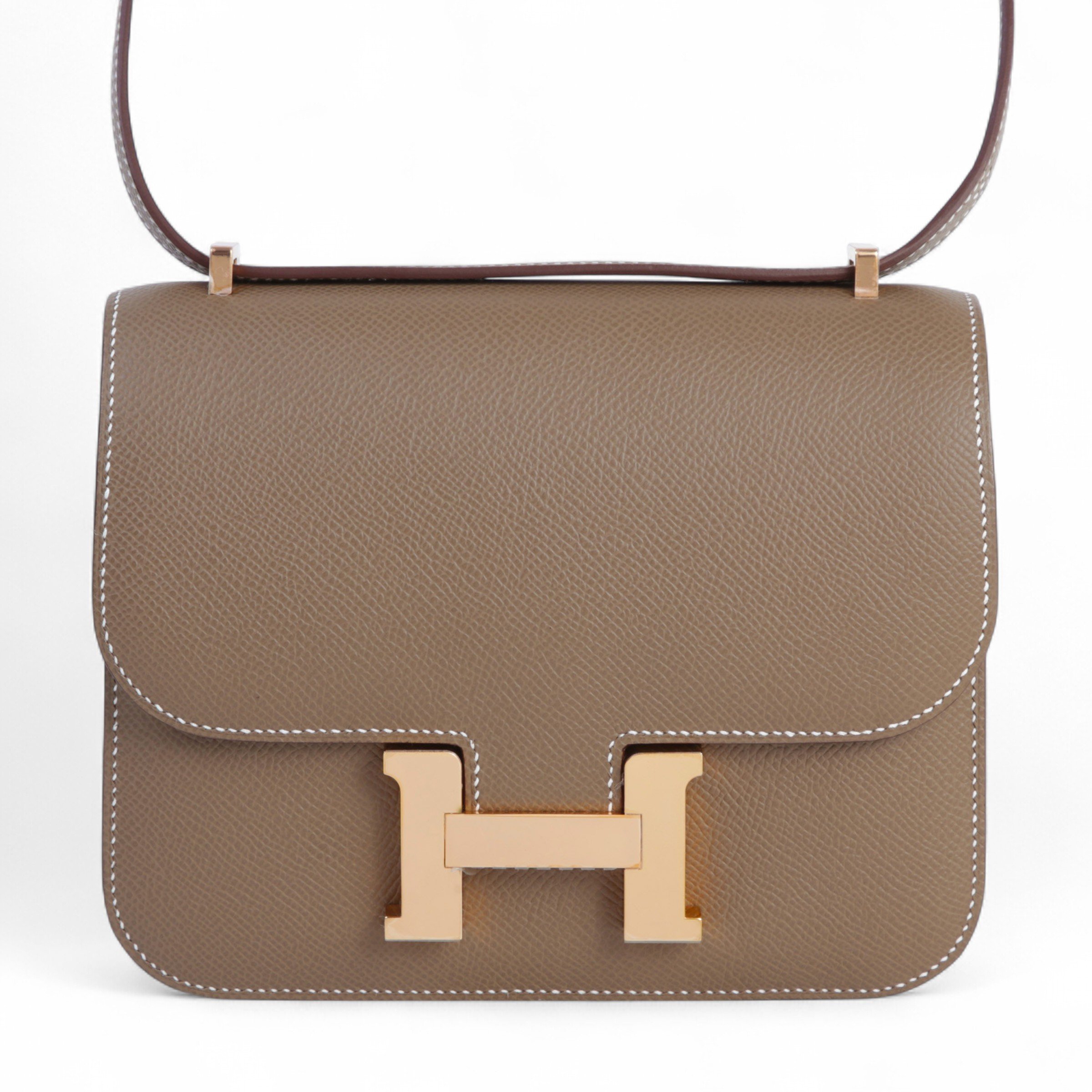 Hermes Unused ( Rank NS ) HERMÈS Constance Mini Etoupe (18) Epsom Rose Gold hardware W (2024)