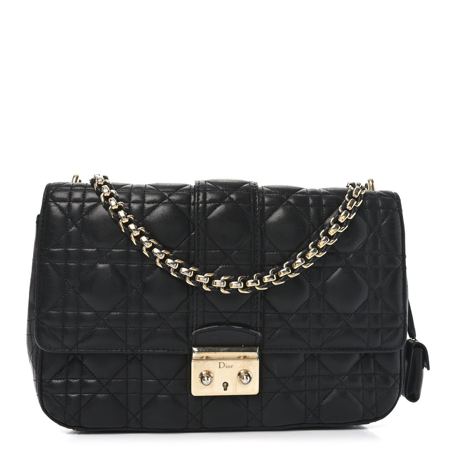 Dior Lambskin Cannage Medium Miss Dior Flap Black