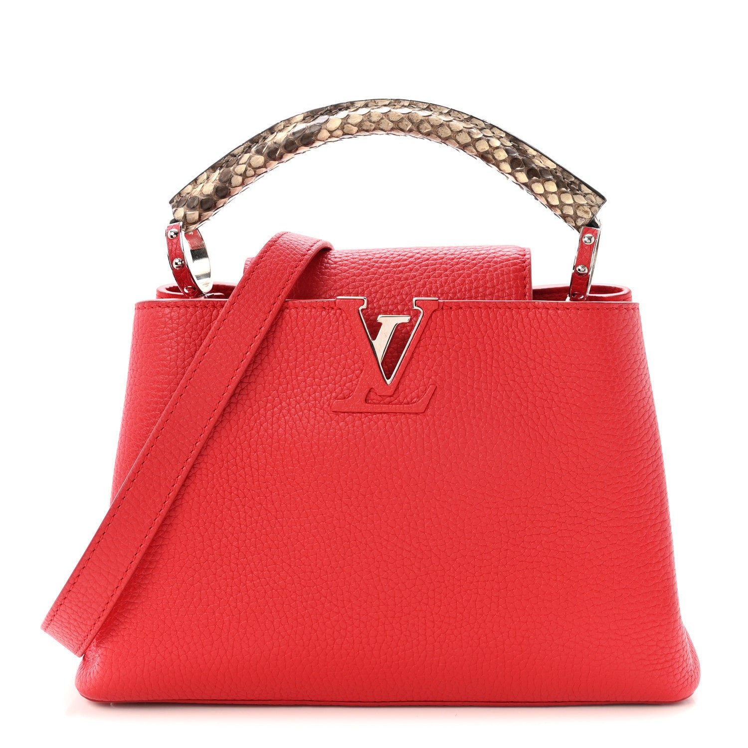 Louis Vuitton Taurillon Snakeskin Capucines BB Rubis