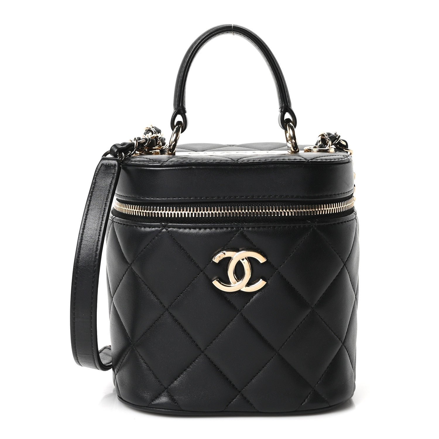Chanel Lambskin Quilted Trendy Vanity Case Black