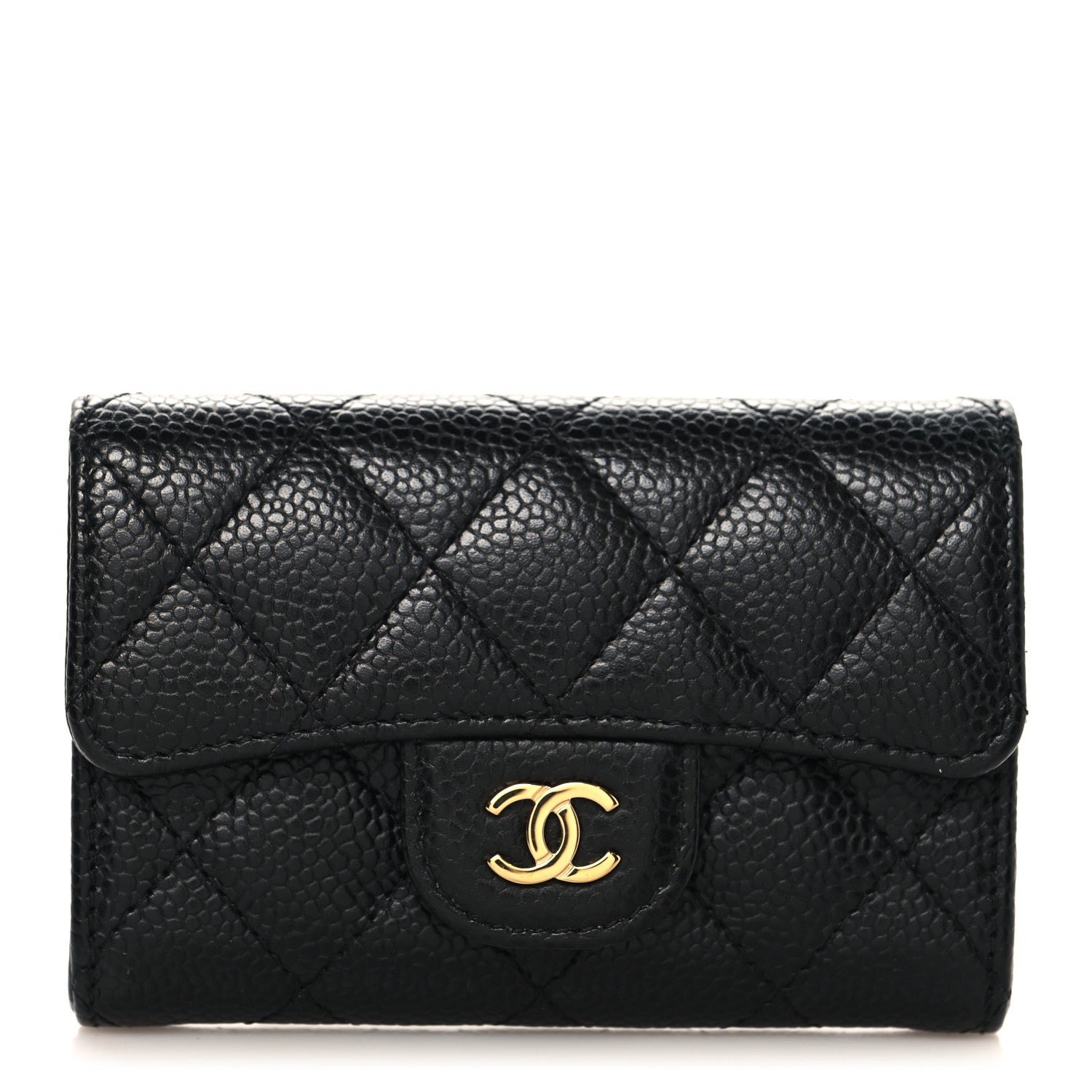 Chanel Caviar Quilted Flap Card Holder Black