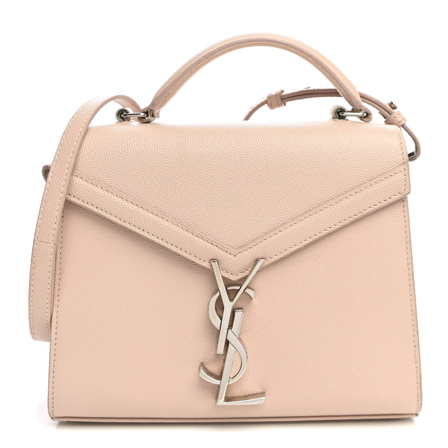 Saint Laurent Grain de Poudre Mini Classic Monogram Cassandra Top Handle Marble Pink