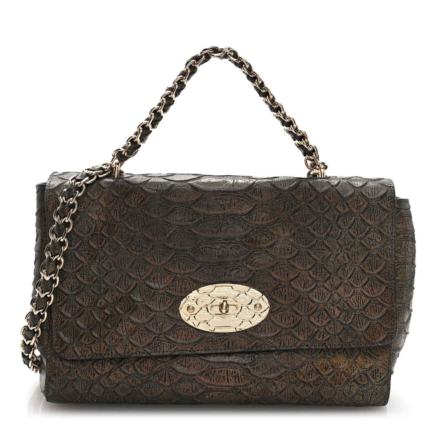 Mulberry Iridescent Nappa Crocodile Embossed Medium Lily Bronze