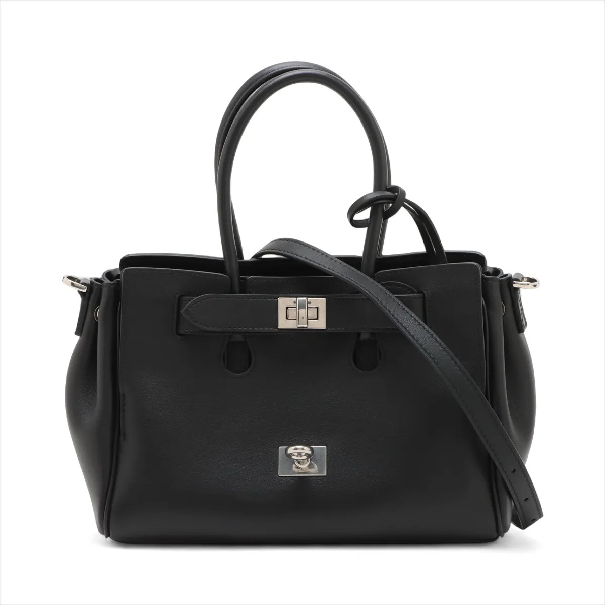 Balenciaga Bel Air Leather 2 Way Handbag Black 823888