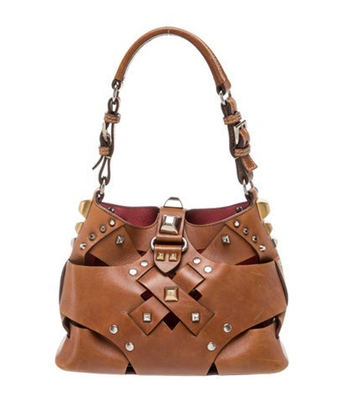 Prada Enameled Metal Triangle Shoulder Bag