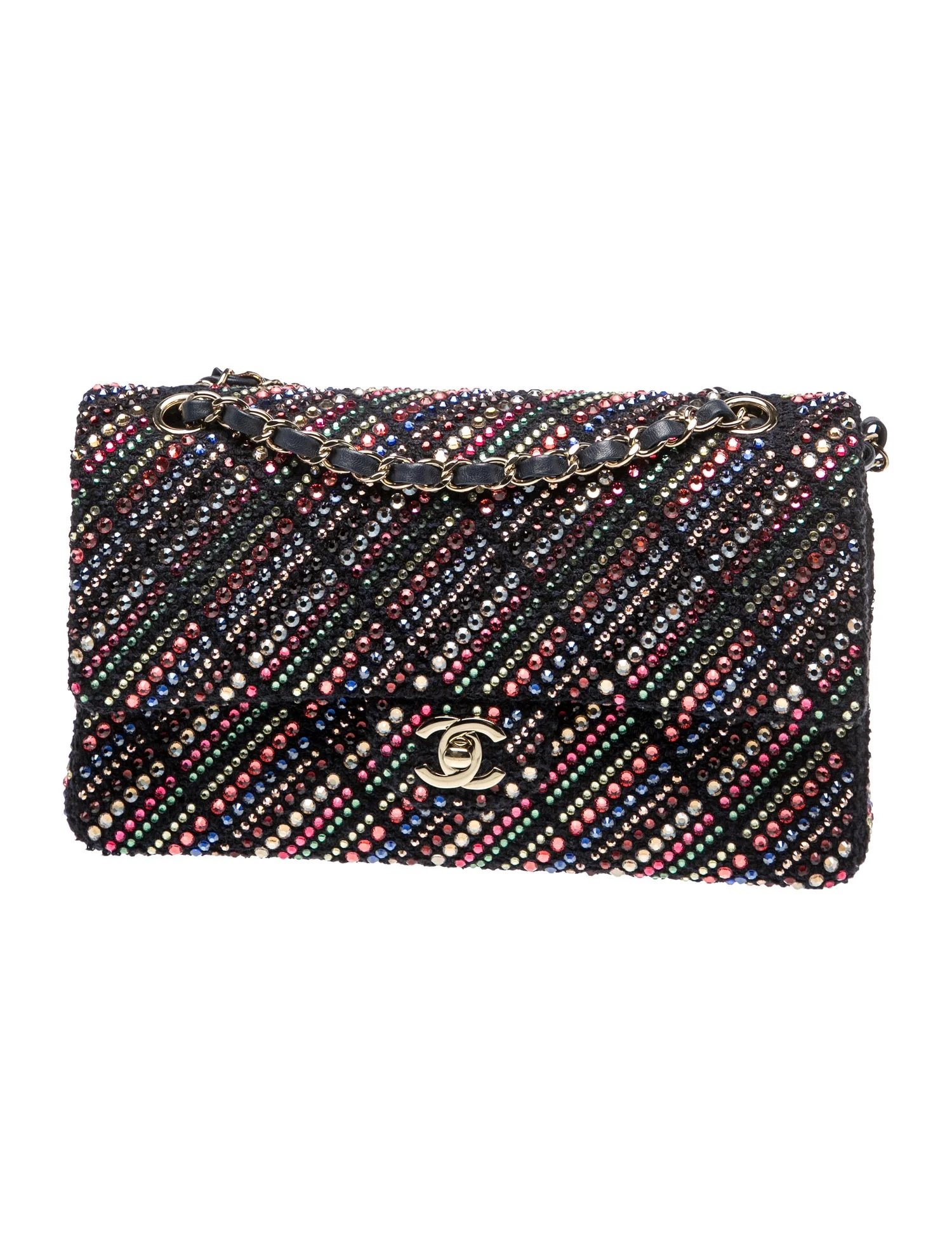 2021 Medium Strass Quilt Double Flap Bag