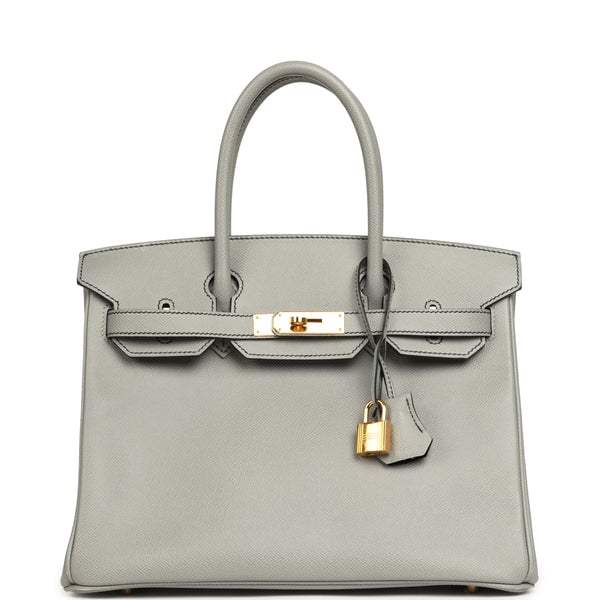 Hermes Pre-owned Hermes Special Order (HSS) Birkin 30 Gris Mouette Verso Epsom Gold Hardware