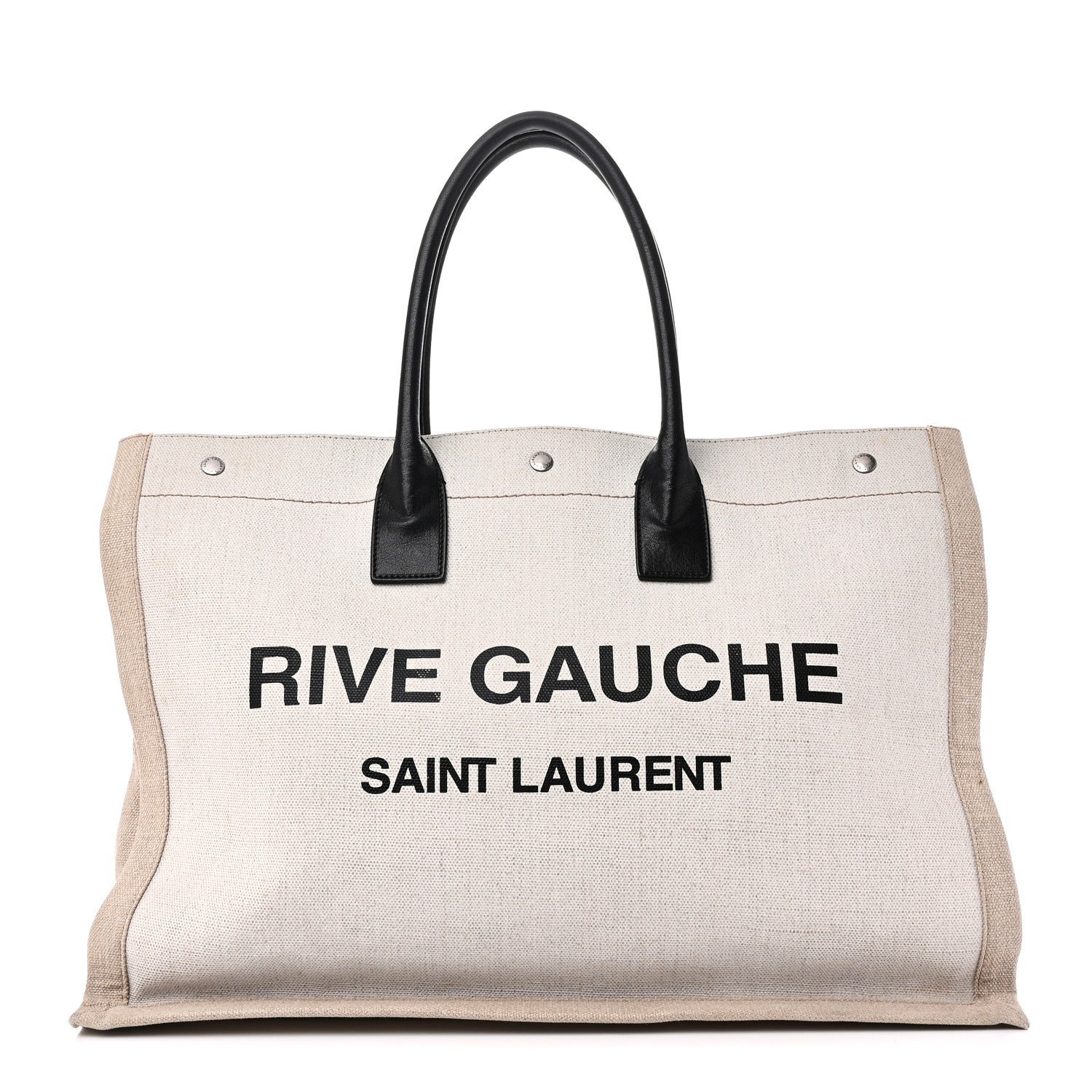 Saint Laurent Linen Calfskin Rive Gauche Tote Greggio Natural