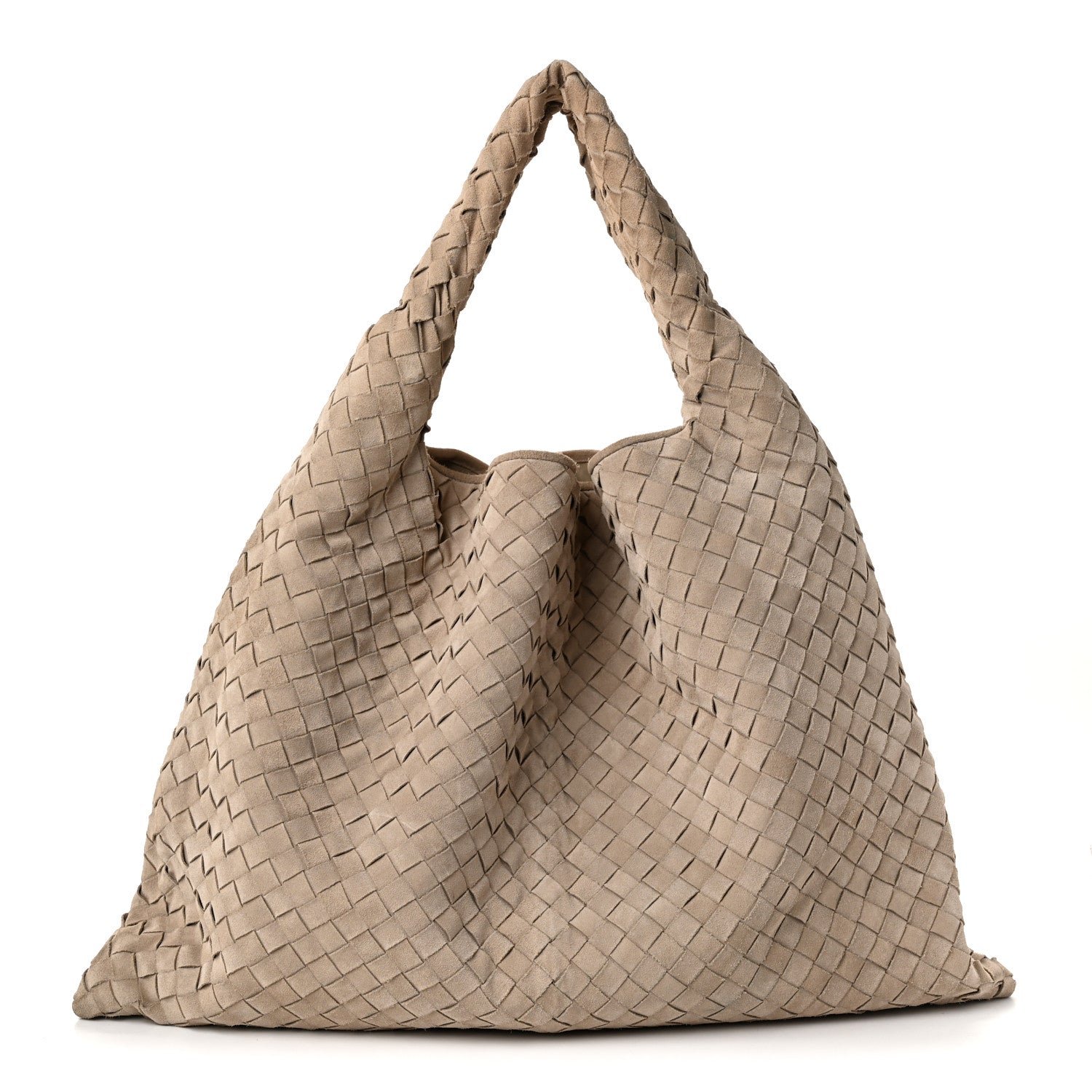Bottega Veneta Suede Intrecciato Large Hop Mastice