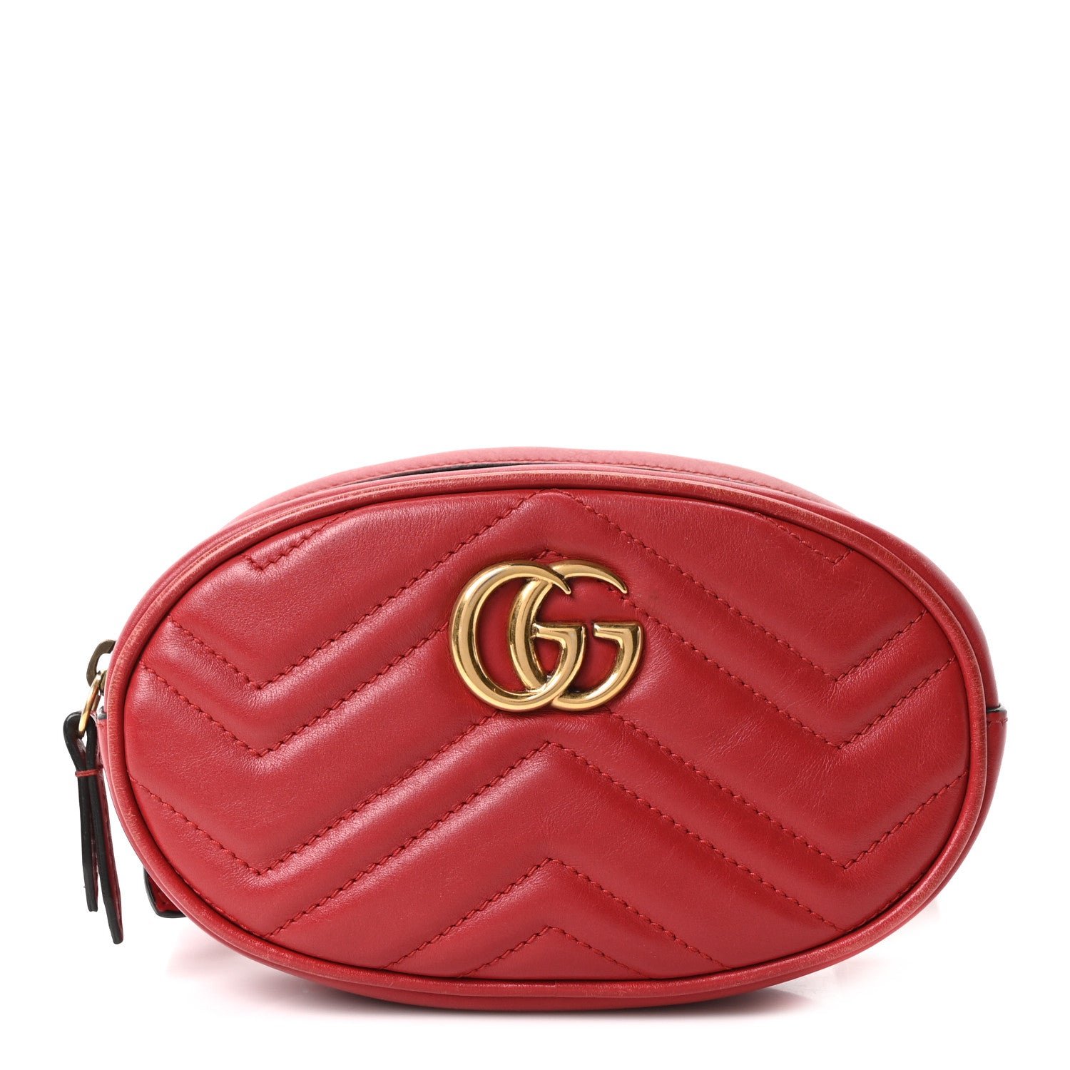 Gucci Calfskin Matelasse GG Marmont Belt Bag 85 34 Hibiscus Red