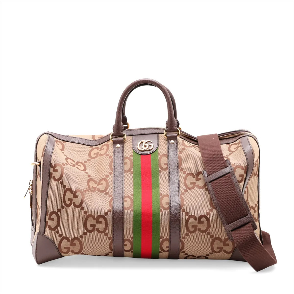 Gucci Jumbo GG 696039 Canvas & Leather 2WAY BOSTON BAG Beige×Brown