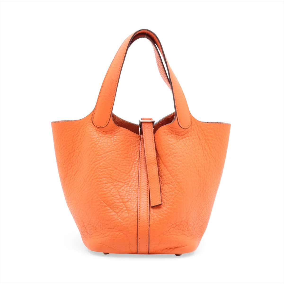 Hermès Picotin 18 PM Taurillon Clemence Orange Silver Metal Fittings