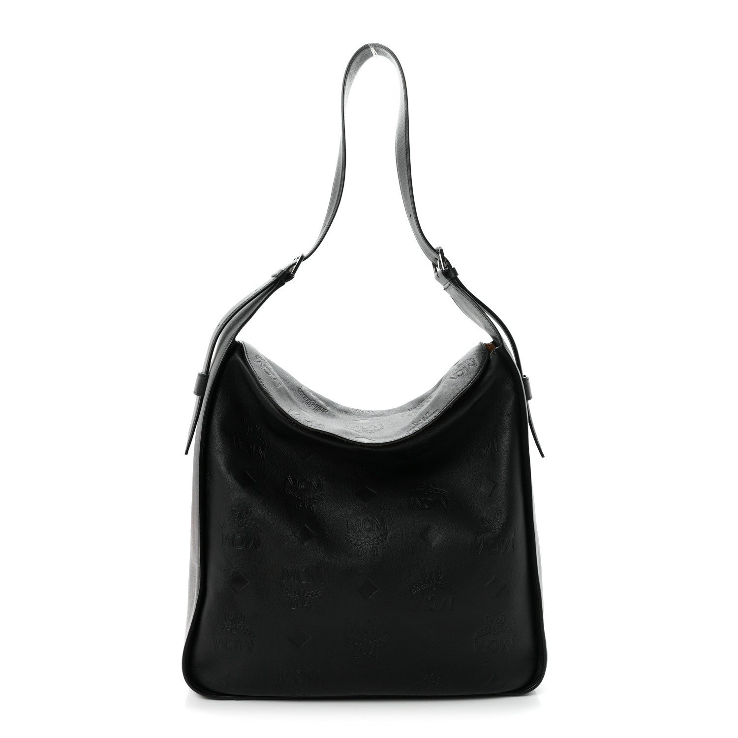 MCM MCM Calfskin Ottomar Monogram Large Aren Flap Hobo Black