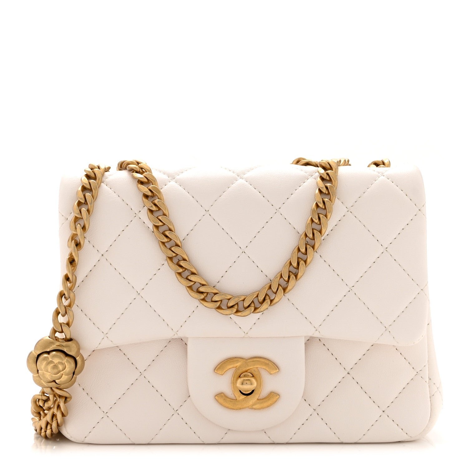 Chanel Lambskin Quilted Mini Sweet Camellia Flap White