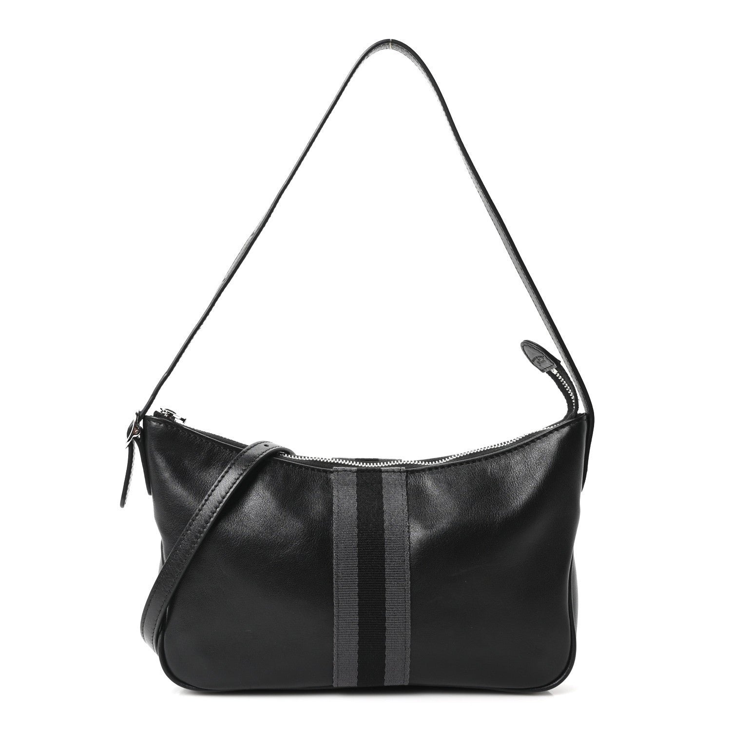Gucci Calfskin Web Small Lunetta Crossbody Bag  Black