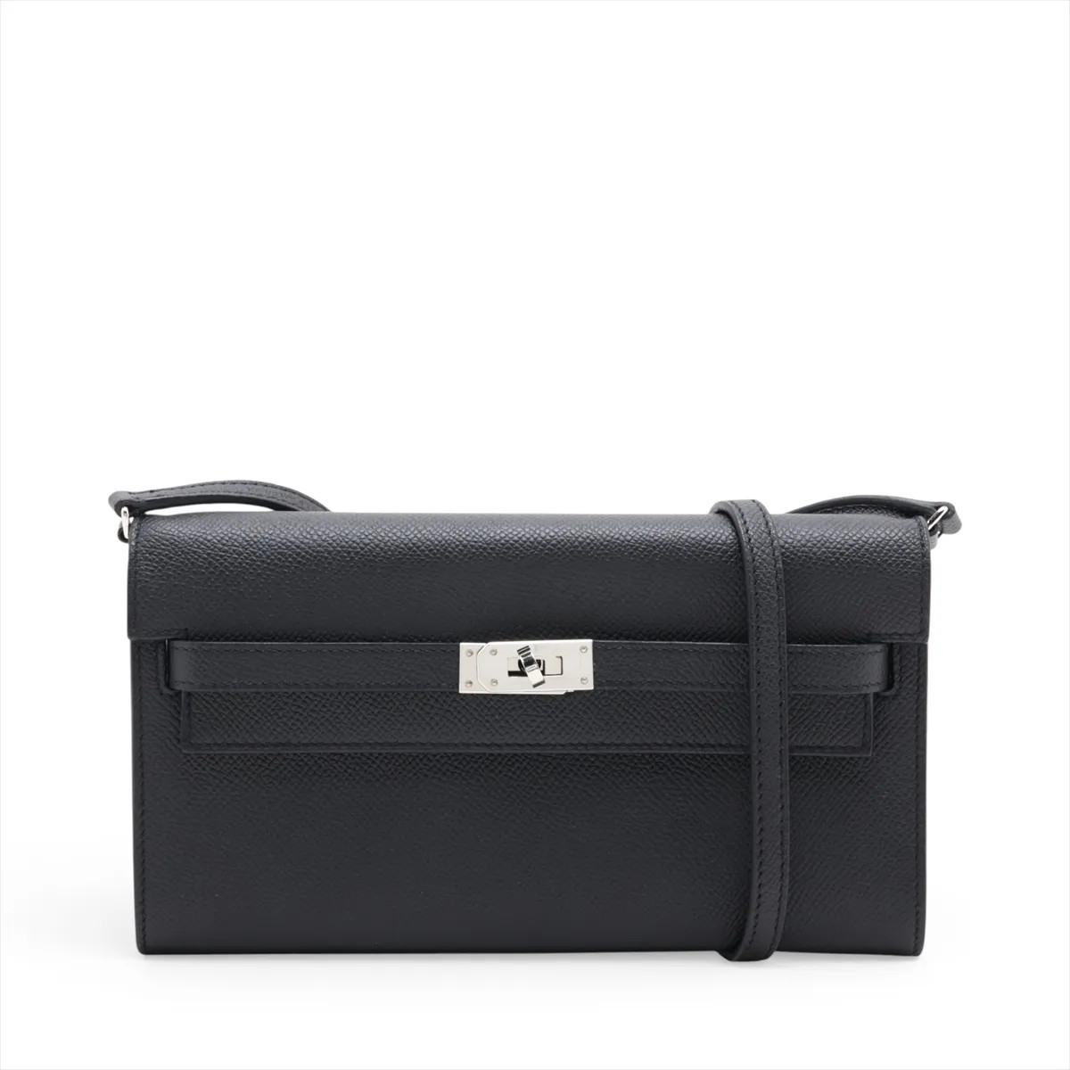 Hermès Kelly Wallet Long Togo Veau Epsom Black Silver Metal Fittings