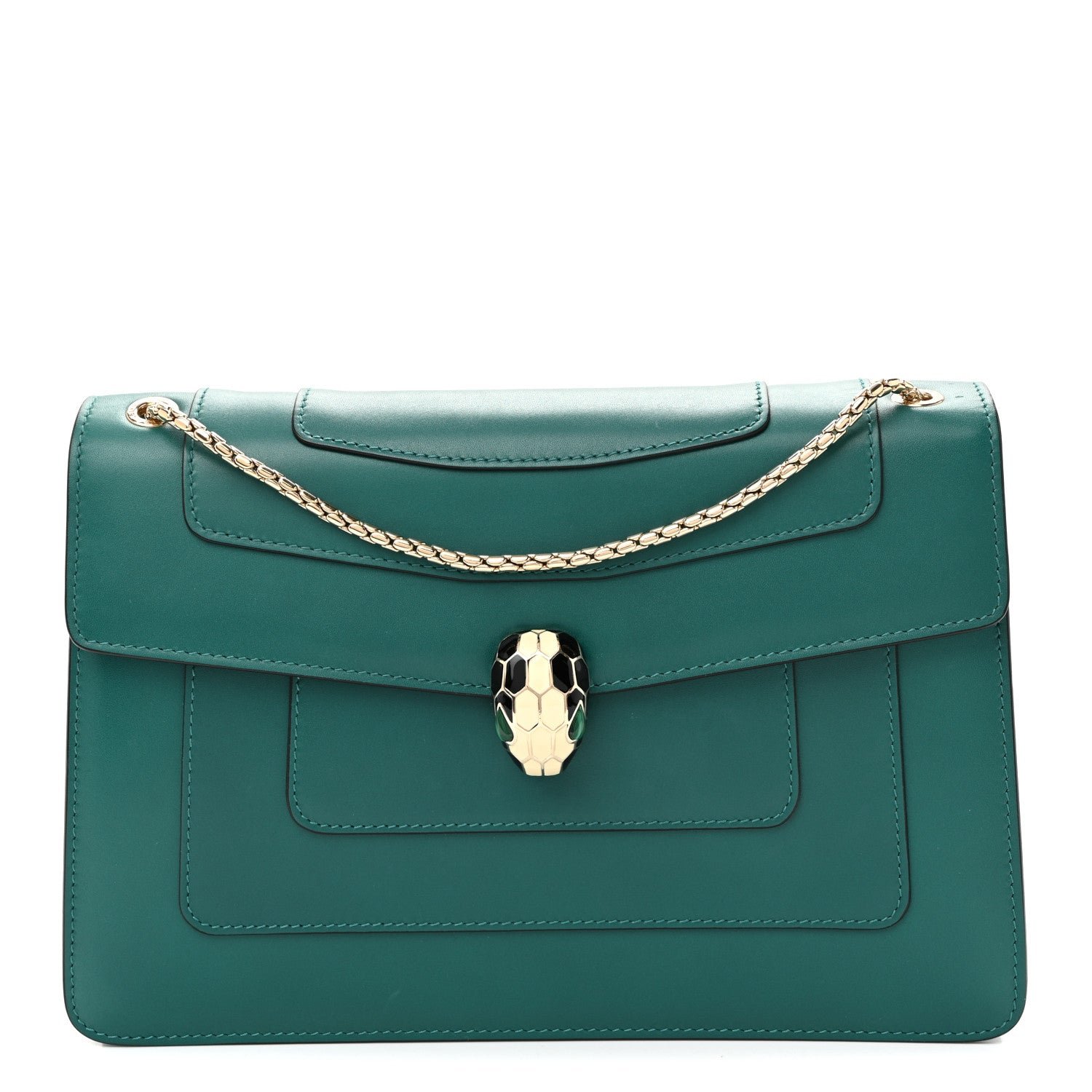 Bulgari Calfskin Serpenti Forever Shoulder Bag Emerald Green